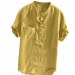 Tiukalh Hemd Kurzarm Hawaii Hemd Gestreift Sommerhemd Leinenhemd Kurzarm Oberteil V-Ausschnitt Vordertasche Große Größe Hawaiihemd Für Junger Männer Kurzarm Freizeithemden