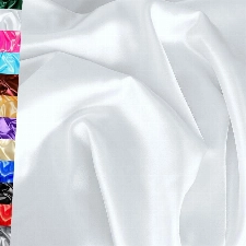 TOLKO 1m Glanz Satin Stoff Meterware als Modestoff Dekostoff Kostümstoff Gardinenstoff Vorhangstoff Hochzeitsstoff | Glitzer Satinstoffe zum Nähen Dekorieren | Nähstoffe 150cm breit (Weiß)