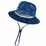 TOMEEK Baby Sonnenhut Unisex Kinder Sommerhut UV-Schutz Fischerhut mit verstellbarem Kordelzug Jungen Mädchen Strandhut, Navy Blau, Größe L