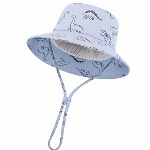 TOMEEK Baby Sonnenhut Unisex Kinder Sommerhut UV-Schutz Fischerhut mit verstellbarem Kordelzug Jungen Mädchen Strandhut, Blau, Größe XL