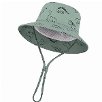 TOMEEK Baby Sonnenhut Unisex Kinder Sommerhut UV-Schutz Fischerhut mit verstellbarem Kordelzug Jungen Mädchen Strandhut, Grün, Größe XL