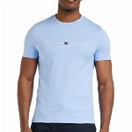Tommy Hilfiger Herren T-Shirt Kurzarm Tommy Logo Rundhalsausschnitt, Blau (Vessel Blue), 3XL