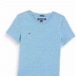 Tommy Hilfiger Jungen Boys Basic Vn Knit S/S T-Shirt, Blau (Dark Allure Heather 408), 98 (Herstellergröße: 3)