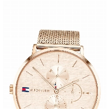 Tommy Hilfiger Multi Zifferblatt Quarz Uhr für Damen mit Roségoldfarbenes Edelstahl-Mesh-Gliederarmband - 1781944