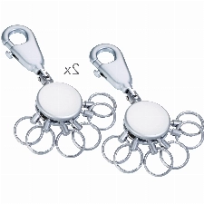 TROIKA 2X PATENT SCHLÜSSELHALTER Basic Set KYR60/MC TB-KYR60/MC Schlüsselanhänger abnehmbare Ringe Metall matt Karabinerhaken 6 ausklinkbare Ringe Schlüsselorganisation