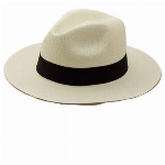 Tumia LAC - Echter Traditioneller Panamahut - Rollbar aus natürlichen Faser handgewebt - Fair gehandelt - Wunderbar atmungsaktiver und Leichter Sonnenhut - 57cm Weiß mit schwarzem Band