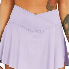 TZLDN Tennis Skort - Damen Sport Rock mit Shorts Laufrock Minirock Tennisrock Hosenrock Sommerrock Skirt Outdoor Workout Running A08 Lila M