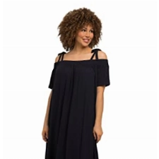 Ulla Popken Damen A-line Carmen Neck Half Sleeve Midi Dress Kleid, Black Beauty (Ersatzfarbe), 50-52 EU