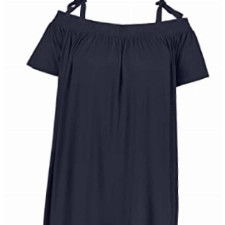 Ulla Popken Damen A-line Carmen Neck Half Sleeve Midi Dress Kleid, Outerspace, 50 Große Größen EU