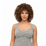 Ulla Popken Damen Black & White Struktur Badeanzug, schwarz, 52