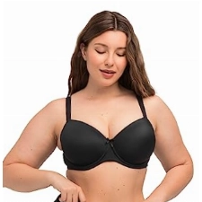 Ulla Popken Große Größen Damen Bügel Vollschalen BH-BH, Softschalen, Uni, D-Cup 697146, Einfarbig, Gr. 100D, Schwarz (Schwarz 10)