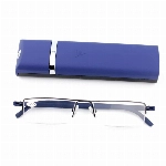 Ultraleichte TR90 Lesebrillen Herren Damen Klassische Metall Sehhilfe Halbrandbrille Schmal Stil Brille Lesehilfe mit Etui und Brillenputztuch(Blau,+2.75)