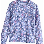 UMELOK Mädchen Schwimmanzug Kinder UV-Schutz Badeanzug Hellviolett/Rosa, Floral/Streifen 3 Jahre 98 cm