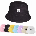 UMIPUBO Fischerhut Bucket Hat Smile Herren Damen Bunt,Sonnenhut Sommerhut Bestickte Fischerhüte,Blumendruck Früchte Druck Mütze,Freizeithut Anglerhut Unisex Hüte(Smile - Schwarz)