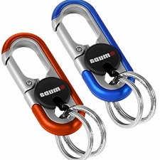 Unaibber 2 Stück Karabiner Schlüsselanhänger,Auto Schlüsselanhänger mit Schlüsselring Metall Karabinerhaken für Outdoor, Herren und Damen (Blau und Orange)