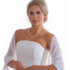 Unbekannt Schal Brautkleid Bolero aus Chiffon Stola Chiffon Ivory Jacke Braut Brautbolero Jäckchen (Weiß)