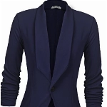 UNibelle Blazer Damen Elegant Sakko Sportlich Longblazer Business 3/4 Arm lang Jacke Festlich Slim Fit Sommer, Navyblau, XXL