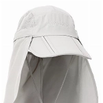 Unisex Safari Cap mit extra langem Nackenschutz Anti UV Abklappbar Baseball Mütze für Camping Outdoor - 56-60 Hellgrau