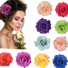 URAQT 10 Stücke Blume Haarspange, Haarclip Blume Mehrfarbig Rosen Haarnadeln Haarschmuck für Mädchen Frauen Party Strand Hochzeit