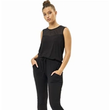Urban Classics Damen Ladies Tech Mesh Long Jumpsuit, Schwarz (Black 7), M EU