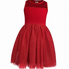 V.&GRIN Mädchen Kleid, Rotes Tüll Tutu Sommerkleid mit Glitzer für Prinzessin Mädchen Einschulung 7 Jahre