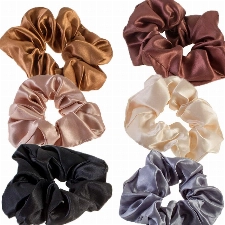VAGA Satin Scrunchies Haargummis, 6 Farben, elastisch, Pferdeschwanz, weicher als normale Haarbänder und Zopfgummis, Haargummis aus Satin ziepen und verheddern nicht - Scrunchie