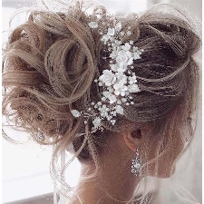 Vakkery Blume Braut Hochzeit Haar Rebe Perle Haarschmuck Braut Stirnband Kopfschmuck für Frauen und Mädchen (Silber)