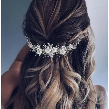 Vakkery Blumen Hochzeits Haarranken Silber Kristall Braut Kopfschmuck Perle Strass Braut Haarschmuck für Frauen und Mädchen (Silber)