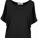 Van Der Rich ® - T-Shirt mit V-Ausschnitt und Kurzarm - (Made in Italy) - Damen (Schwarz V-Ausschnitt, XXL)