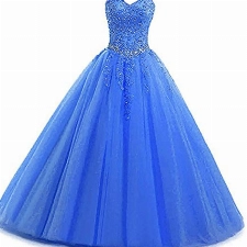 Vantexi Damen Lang Tüll Promkleid Ballkleid Brautkleider Abschlussball Kleider Himmelblau Größe 48