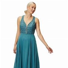 Vera Mont Damen Abendkleid mit Pailletten Smoky Teal,40