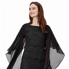 Vera Mont Damen Chiffonstola mit Volant Schwarz,L