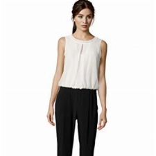 Vera Mont Damen Jumpsuit mit Cut-Outs Black/Cream,44