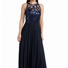 Vera Mont VM Damen Partykleid 0029/4825, Maxi, Einfarbig, Gr. 38, Blau (Night Sky 8541)