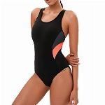 Veranobreeze Damen Sport Badeanzug Racerback Schwarz Sport Bademode(Grau & Orange, EU46)