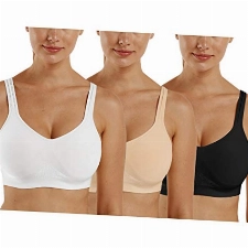 Vertvie Damen 1/2/3er Set Sport BH Einfarbig Ohne Bügel Bustier Klassische Bequem Stretch Bra Mittle Halt Gepolstert Wohlfühl-BH(Schwarz+Weiß+Beige,M)