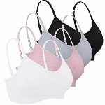 Vertvie Damen 2/3/4er Set Basic Wohlfühl BH Sport BH Spaghettiträger Bralette ohne Bügel Nahtlose Gepolsterte mit Spaghetti Bra Top Low Support Bra(EU M/Tag L,Schwarz/Weiß/Hellgrau/Lila)