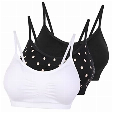 Vertvie Womens Strech Duenn Ohne Buegel Push up Yoga Sports BH Bra Top Set Fuer Fitnesstraining Polsterung 3St(Größe S/Etiketten M, Weiß+schwarz+schwarz)