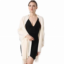 vimate Creme Cashmere Pashmina Schal, Frauen Formale Hochzeit Pashmina Tücher und Wickel für Abendkleider (DE-Cream)