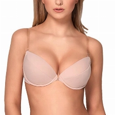 VIVISENCE Eve 1012 Push-Up BH Dame Transparent Rückenfrei Abnehmbar Musterlos EU, Beige,80B