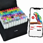 Vokiuler Alkohol Marker- 80 Farben Alcohol Marker mit exklusiver App, Twin Marker Set zum Zeichnen für Kinder Erwachsene Manga Skizzieren Kalligraphieren Illustration mit Schwarzer Tragetasche