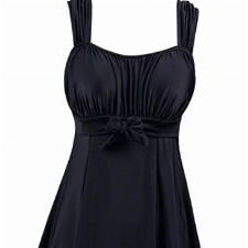 Wantdo Damen Einteiler Badeanzug Große Größe Tankini Bademode mit Rock Badekleider Bikini Sommer Schwimmkleid Schlanke Strandmode Schwarz 56-58