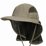 WANYING Unisex UV Schutz Sonnenhut mit Nackenschutz 12cm Großer Brim Outdoor Aktivitäten - für Kopfumfang 56-62cm Upgrade Stoffe Olive-Grün