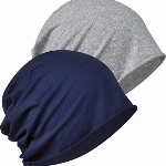 WELROG Chemo Hat Mütze für Frauen Kopftuch Superweicher Slouchy Turban Kopfbedeckung Kopfwickel Chemo Headgear Head Wraps Schlafhut gegen Krebs und Haarausfall Königsblau + Hellgrau （Einschichtig）