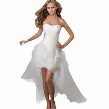 WeWind Damen Süßes Hochzeitskleid Trägerlos Organza Brautkleid Schleppe Kurz