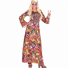 Widmann - Kostüm Hippie Woman, Kleid, Flower Power, Karneval, Mottoparty