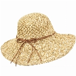 Wilxaw Damen Strohhut, Faltbar Sonnenhüte mit Bow Dekoration Breite Krempe 56-58cm, UV-Schutz Sonnenschutz Anglerhut Atmungsaktiv Naturstroh für Golf Draussen Reise Urlaub und Strand, Khaki/Beige