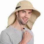 Wmcaps Angelhut, Sonnenhut UV-Schutz mit Breiter Krempe, Safari Boonie Aber mit Nackenklappe, Wanderhut Gartenhut Fischerhut Buschhut for Herren Damen (Khaki)