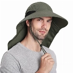 Wmcaps Angelhut, Sonnenhut UV-Schutz mit Breiter Krempe, Safari Boonie Aber mit Nackenklappe, Wanderhut Gartenhut Fischerhut Buschhut for Herren Damen (Armeegrün)