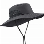 Wmcaps Sonnenhut Herren Damen UV Schutz Sommerhut Gartenhut Safari Hut Kinnband Fischerhut Faltbar Sonnenschutz Hut Wasserdicht Outdoor Wanderhut Anglerhut Unisex Vatertagsgeschenk (Dunkelgrau)